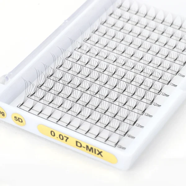 5D Mixed Length Premade Volume Fans Shape Eyelashes with Long Stem - 图片 2