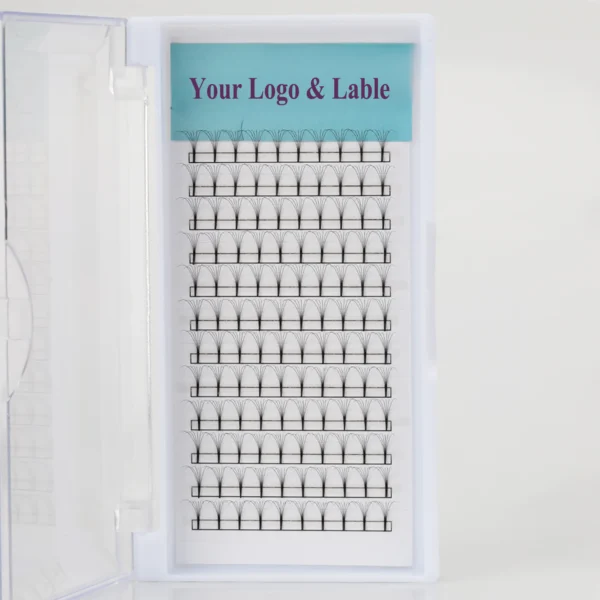 5D Mixed Length Premade Volume Fans Shape Eyelashes with Long Stem - 图片 3